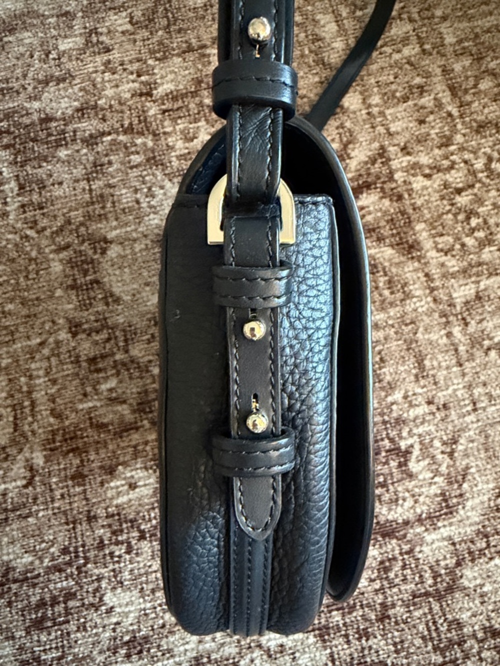 Aspinal of London Black Pebbled Leather Saddle Bag - Picture 4 of 7
